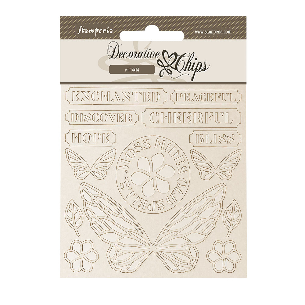 Stamperia Whispering Woods Decorative Chips Butterfly