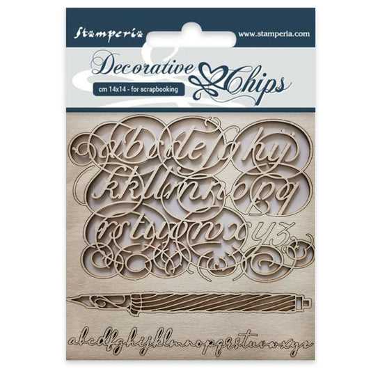 Stamperia 14 x 14 cm Decorative Chips Alphabet