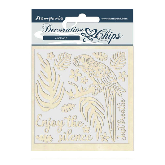 Stamperia 14 x 14 cm Decorative Chips Amazon Parrot