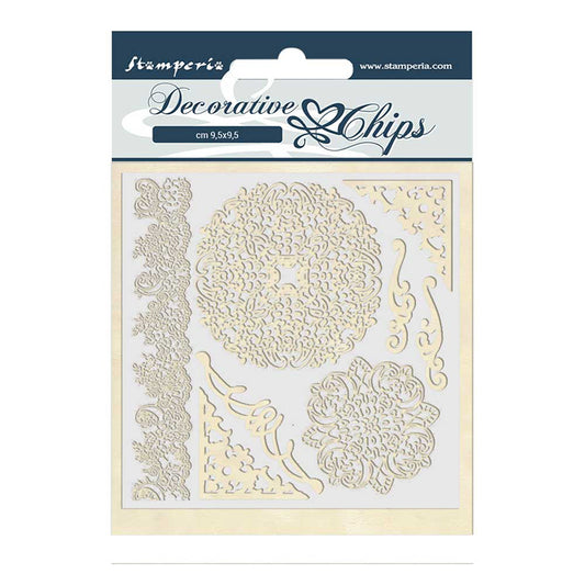 Stamperia 14 x 14 cm Decorative Chips Passion Laces and Corners