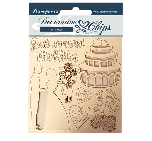 Stamperia 14 x 14 cm Decorative Chips Sleeping Beauty Just Married