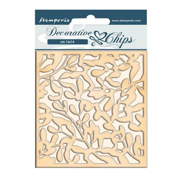 Stamperia 14 x 14 cm Decorative Chips Winter Tales Leaves Texture