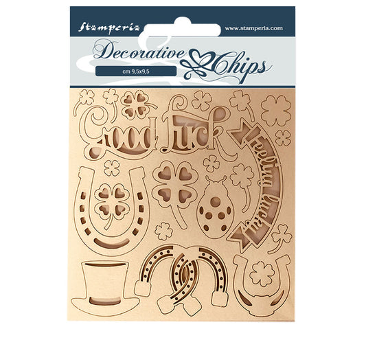 Stamperia 14 x 14 cm Decorative Chips Good Luck