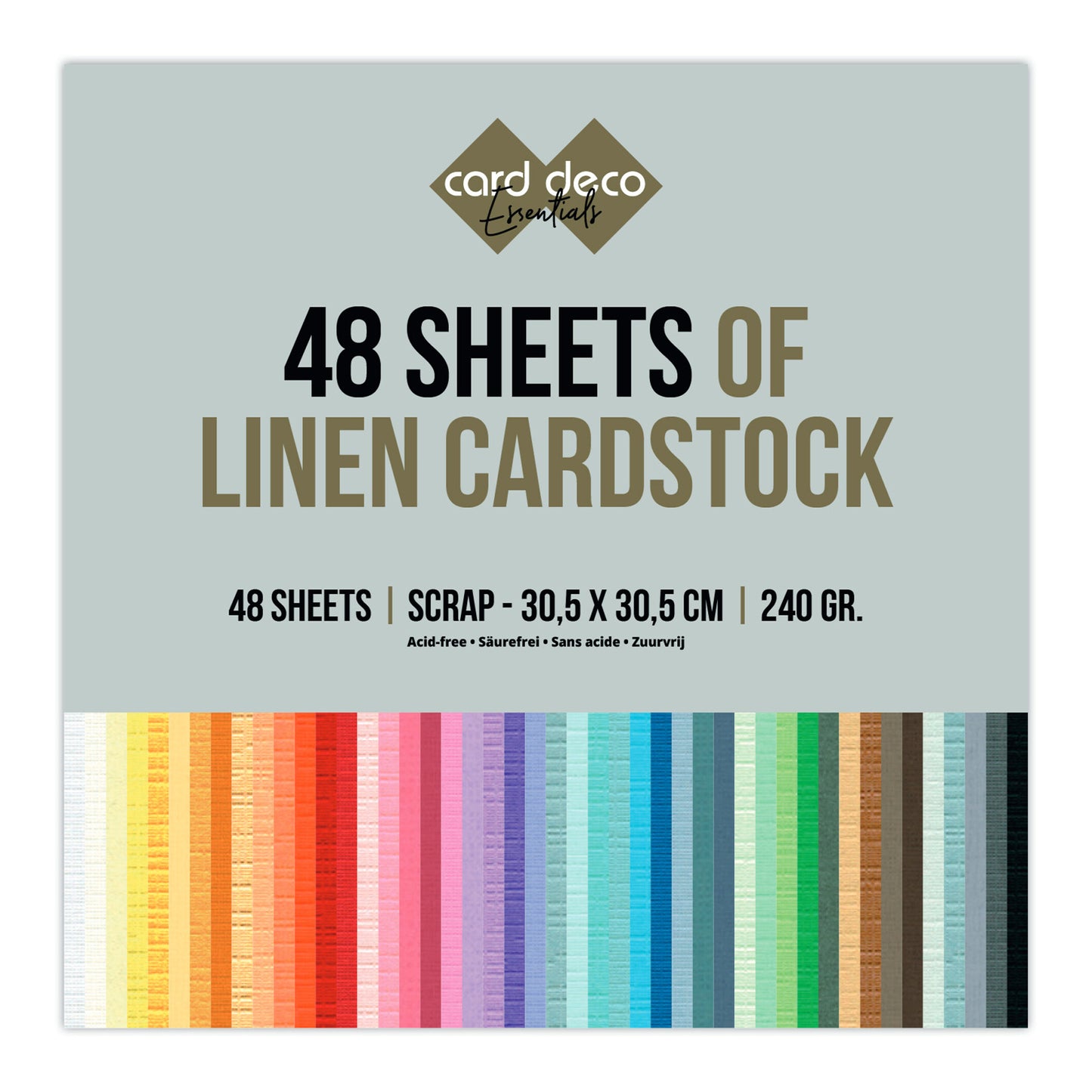 Card Deco Jumbo Linen Cardstock 30,5x30,5 cm - 48 Sheets