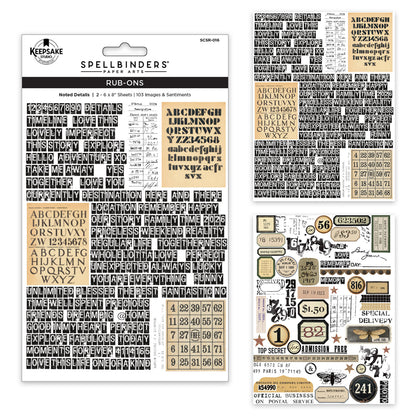 Spellbinders Turn the Page Rub-Ons Noted Details by Esther Glas