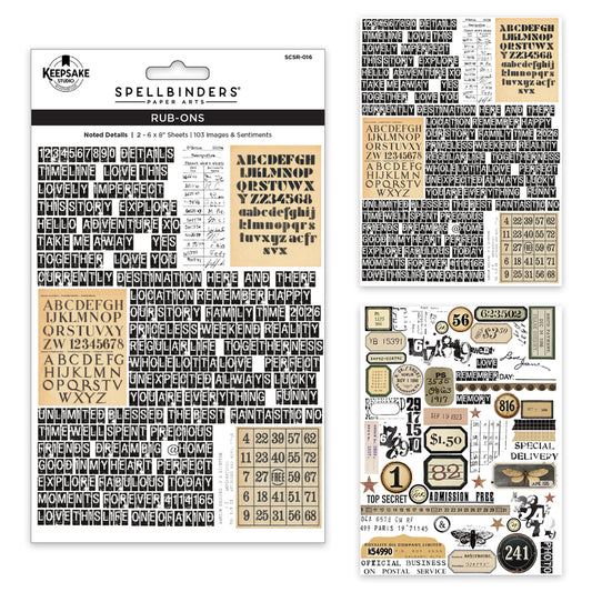 Spellbinders Turn the Page Rub-Ons Noted Details by Esther Glas ~ Ship from 14th Sep