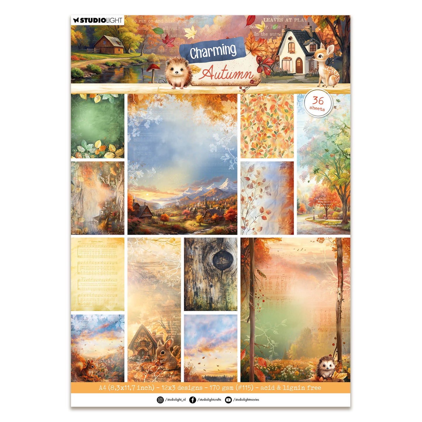 Studio Light Charming Autumn - Designer Paper Pad Background Papers