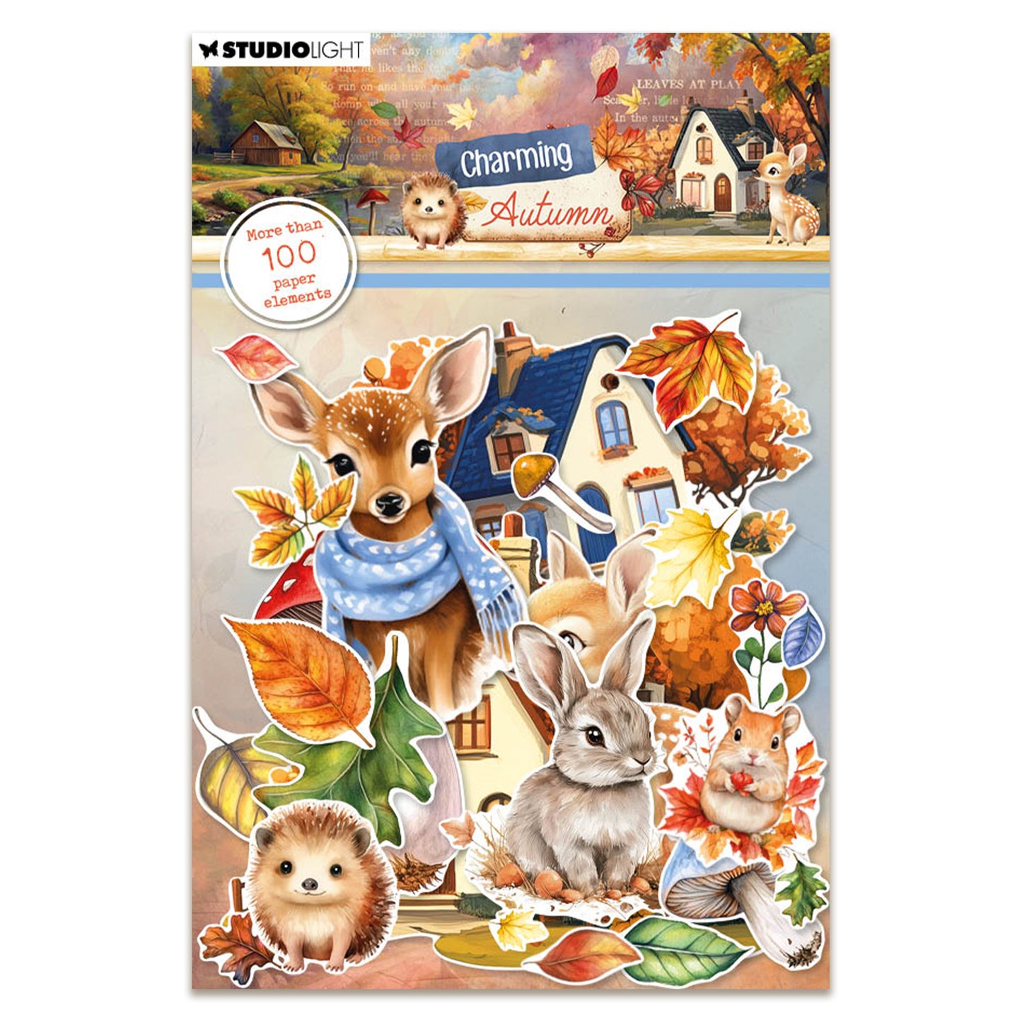 Studio Light Charming Autumn - Paper Elements Leaves, Animals & Houses