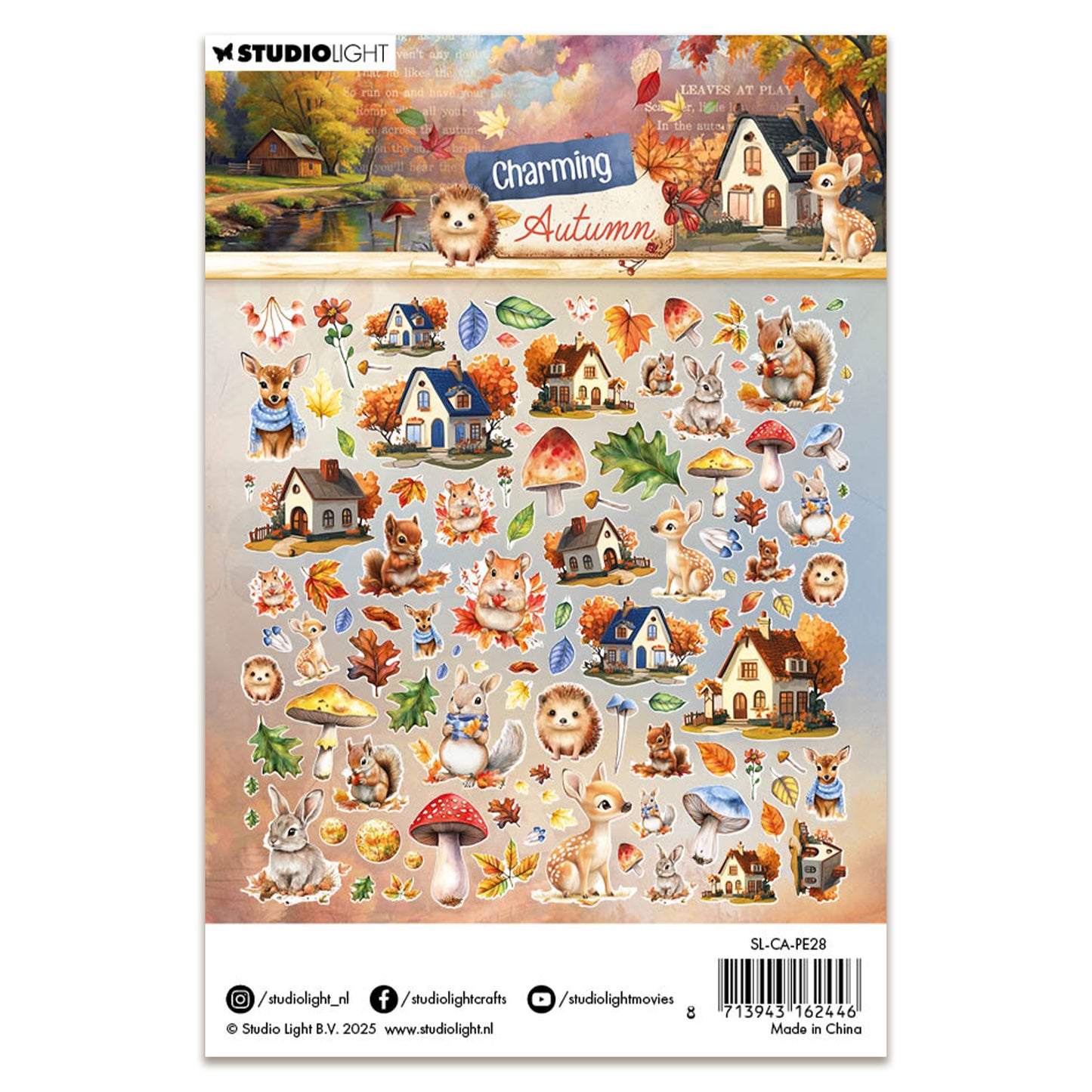 Studio Light Charming Autumn - Paper Elements Leaves, Animals & Houses