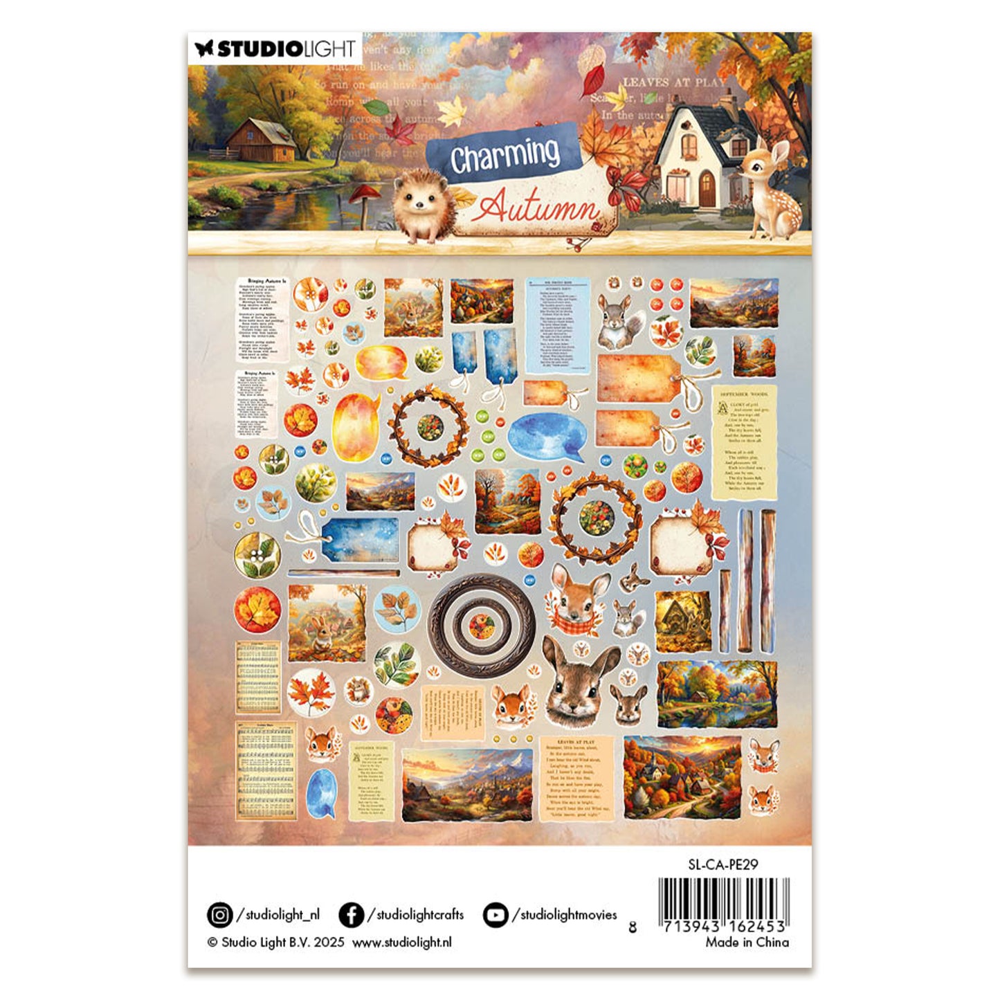 Studio Light Charming Autumn - Paper Elements Labels, Images & Animal Heads