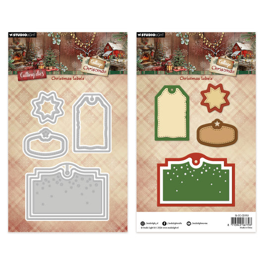 Studio Light Cutting Dies Christmas Labels Cottage Christmas