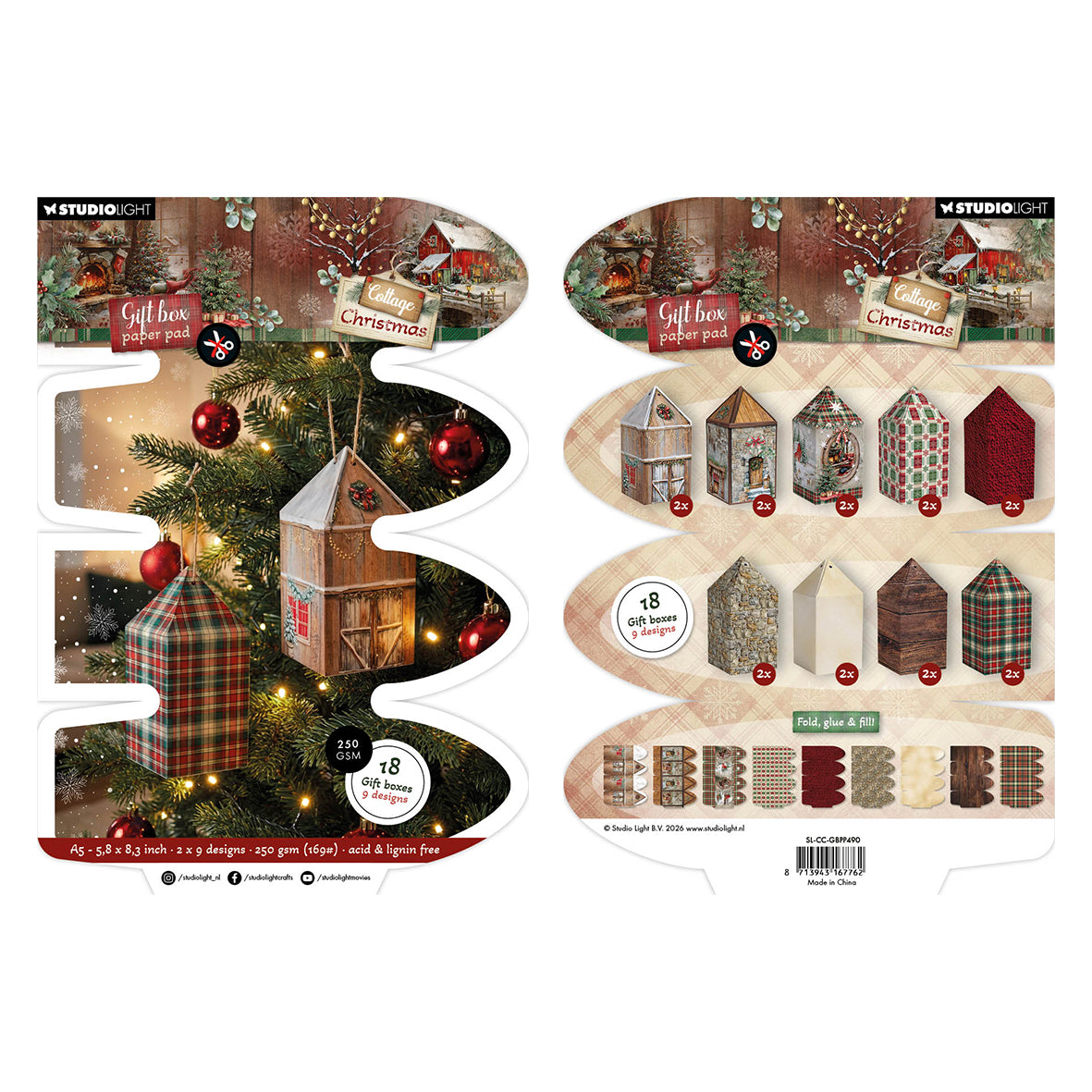 Studio Light Giftbox Paper Pad House box Cottage Christmas
