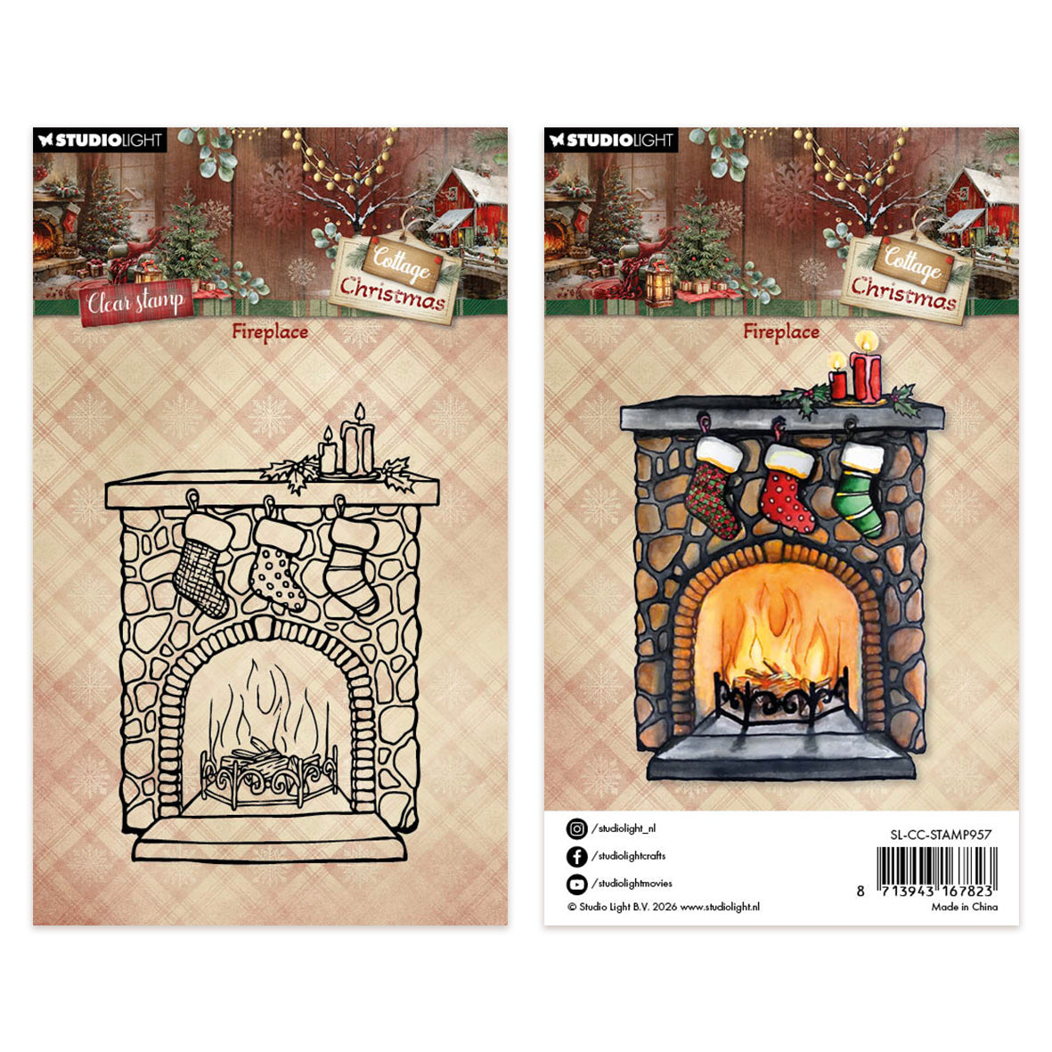 Studio Light Clear Stamps Fireplace Cottage Christmas