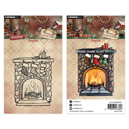 Studio Light Clear Stamps Fireplace Cottage Christmas