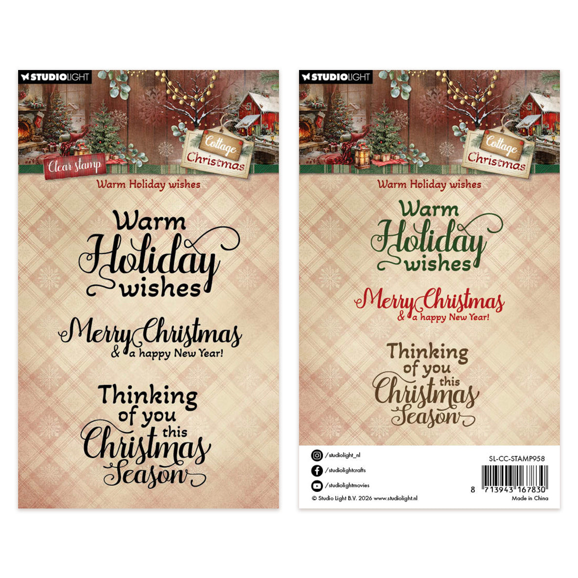 Studio Light Clear Stamps Warm Holiday Wishes Cottage Christmas