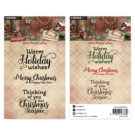 Studio Light Clear Stamps Warm Holiday Wishes Cottage Christmas