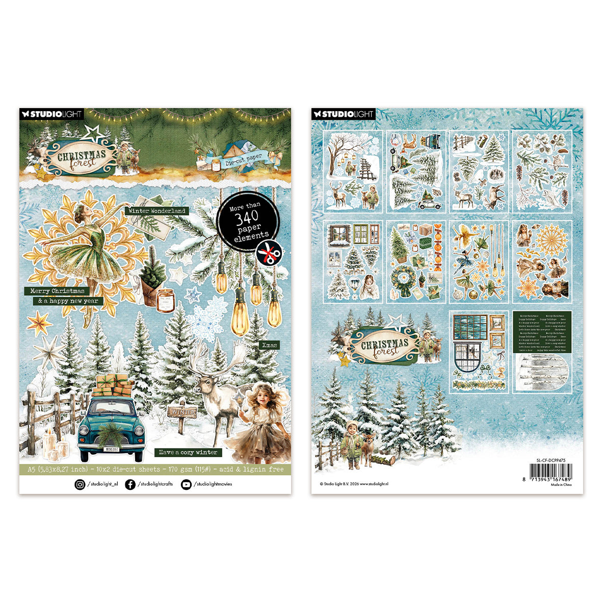 Studio Light Die-Cut Paper Pad Elements Christmas Forest