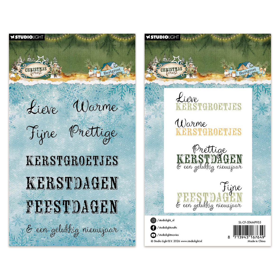 Studio Light Clear Stamps Kerst Groet Christmas Forest