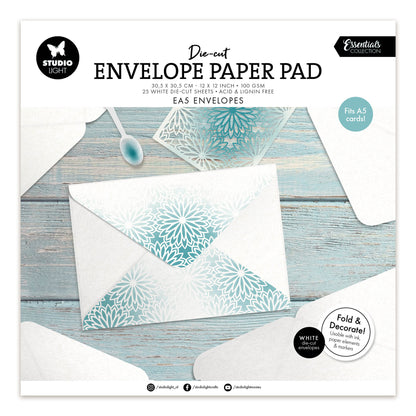 Studio Light Die-cut Paper Pad EA5 envelopes for A5 cards Essentials 305x305x7mm 25 Sheets