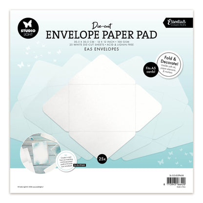 Studio Light Die-cut Paper Pad EA5 envelopes for A5 cards Essentials 305x305x7mm 25 Sheets