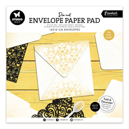 Studio Light Die-cut Paper Pad 16x16 cm envelopes for 6x6" cards Essentials 270x270x7mm 25 Sheets