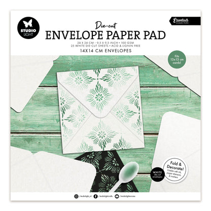 Studio Light Die-cut Paper Pad 14x14 cm envelopes for 13x13 cm cards Essentials 240x240x7mm 25 Sheets