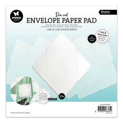Studio Light Die-cut Paper Pad 14x14 cm envelopes for 13x13 cm cards Essentials 240x240x7mm 25 Sheets