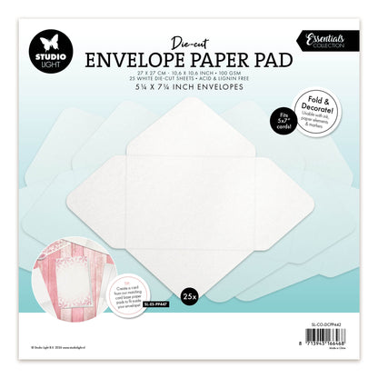 Studio Light Die-cut Paper Pad 5,25x7,25" envelopes for 5x7" cards Essentials 270x270x7mm 25 Sheets