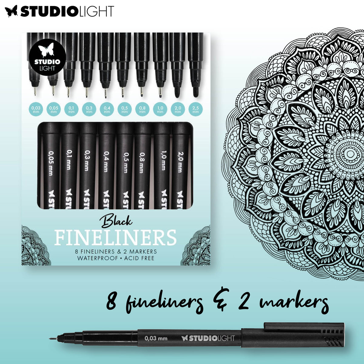 Studio Light Fineliners 8x Fineliners, 2x Markers Consumables