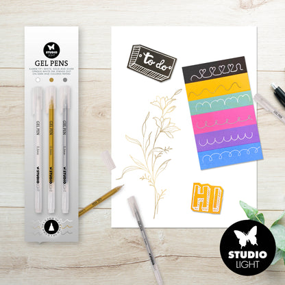Studio Light Essentials Gel Pens - White, Gold and Silver 0.6mm