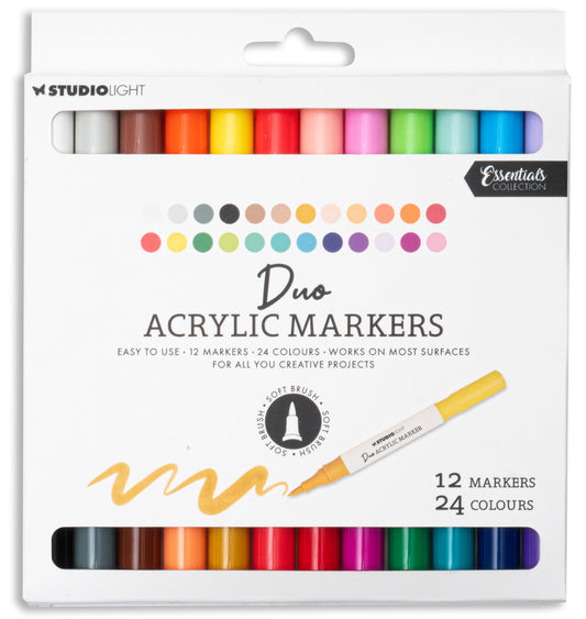 Studio Light Essentials Duo Acrylic Markers - 12 Markers, 24 Colours