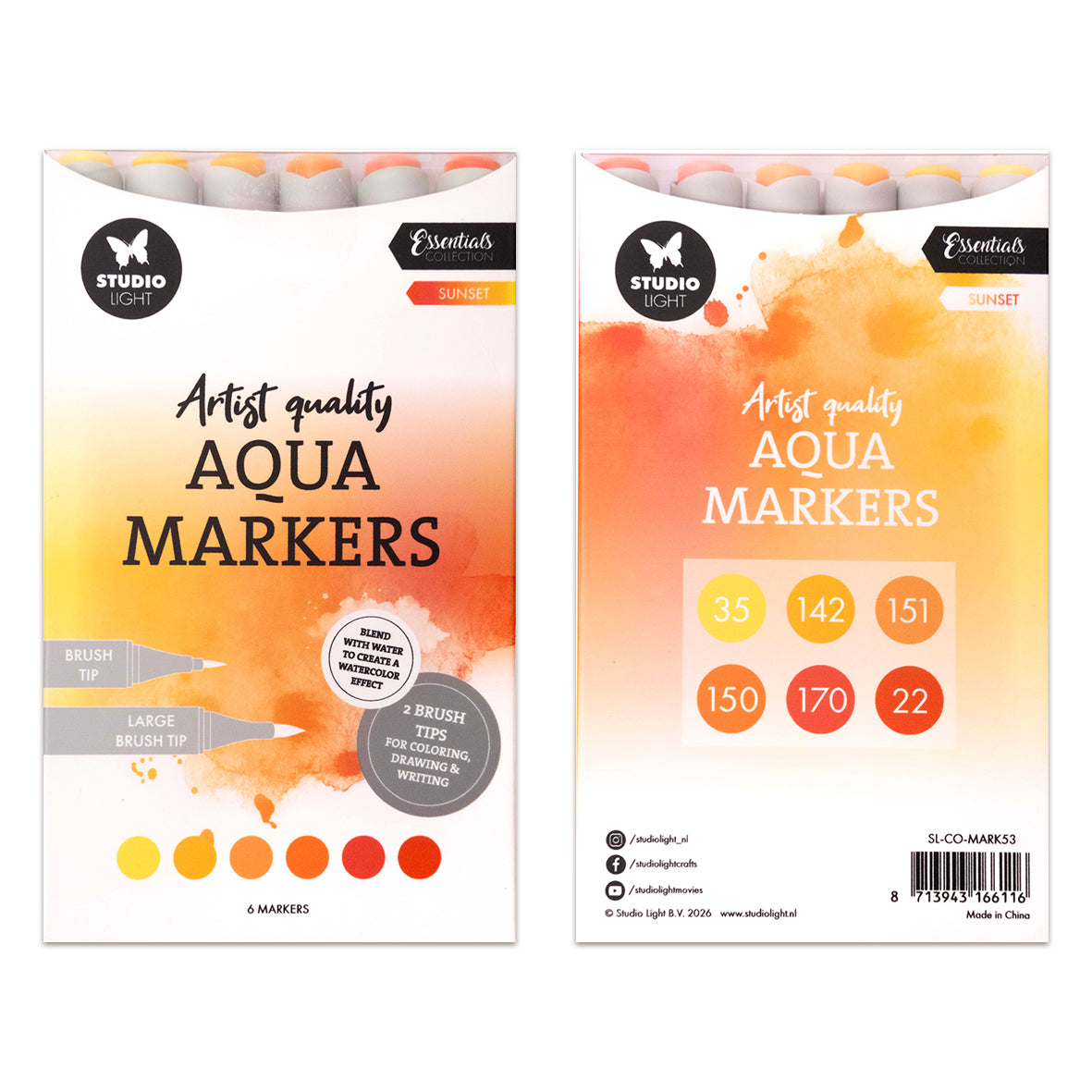 Studio Light Aqua Markers Sunset Essentials