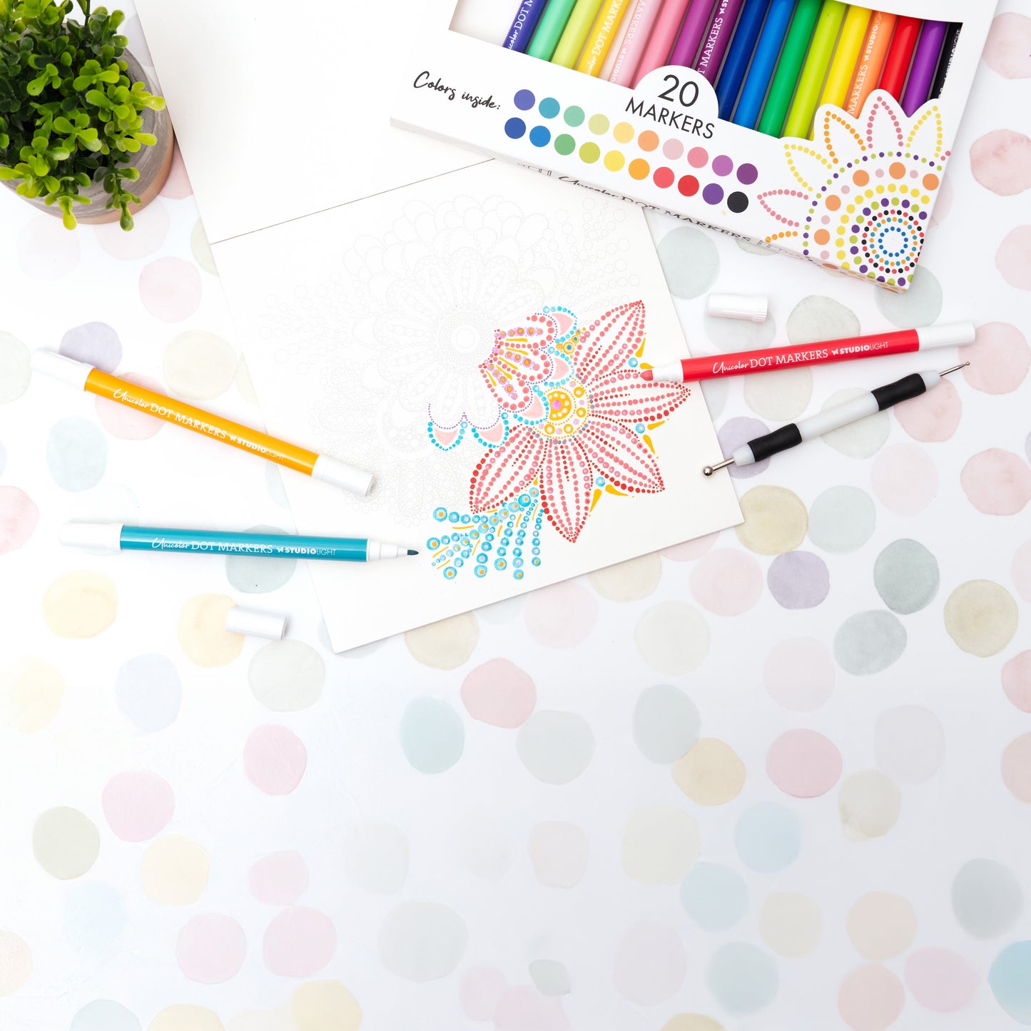 Studio Light Dot Markers Unicolor  Consumables 277x175x12mm 24 Pieces
