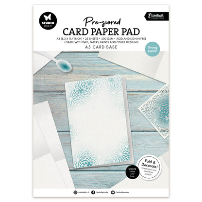 Studio Light Card Paper Pad pre-scored white A5 cards Essentials 210x297x13mm 25 Sheets