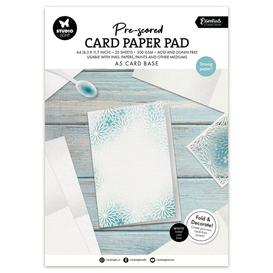 Studio Light Card Paper Pad pre-scored white A5 cards Essentials 210x297x13mm 25 Sheets