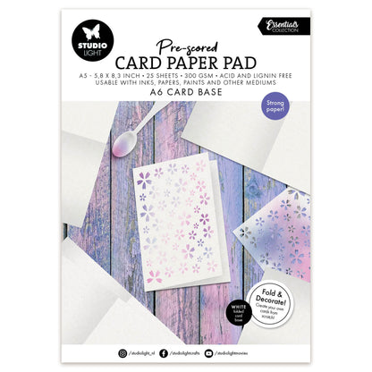 Studio Light Card Paper Pad pre-scored white A6 cards Essentials 148x210x13mm 25 Sheets