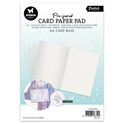Studio Light Card Paper Pad pre-scored white A6 cards Essentials 148x210x13mm 25 Sheets