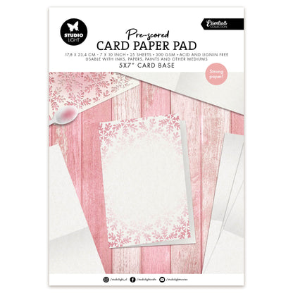 Studio Light Card Paper Pad pre-scored white 5x7" cards Essentials 17,8x23,4x13mm 25 Sheets