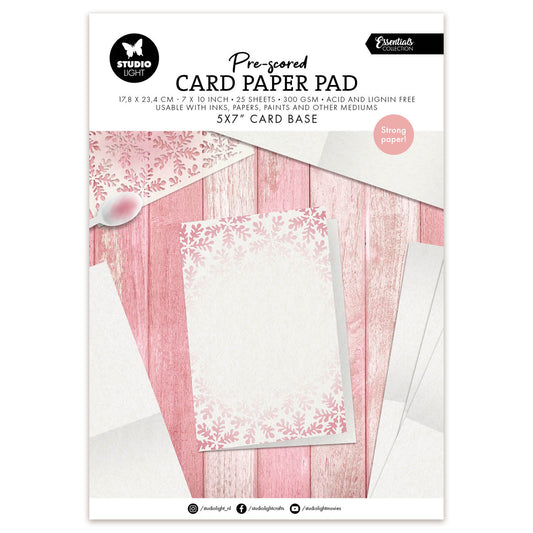 Studio Light Card Paper Pad pre-scored white 5x7" cards Essentials 17,8x23,4x13mm 25 Sheets