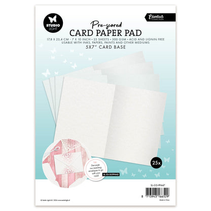 Studio Light Card Paper Pad pre-scored white 5x7" cards Essentials 17,8x23,4x13mm 25 Sheets