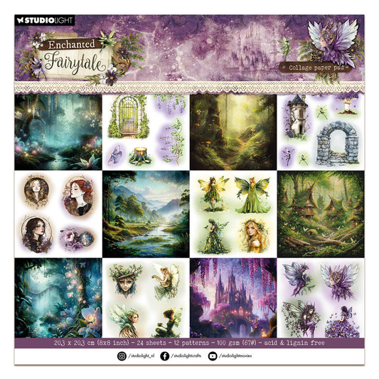 Studio Light Collage Paper Pad Collage paper pad Enchanted Fairytale 203x203x4mm 24 Sheets