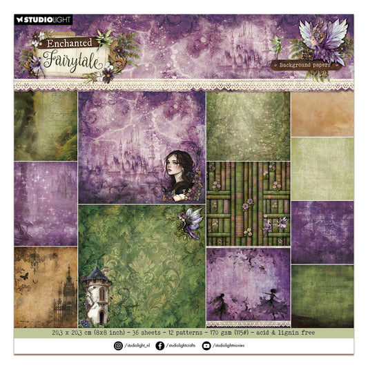 Studio Light Designer Paper Pad Background paper pad Enchanted Fairytale 203x203x5mm 36 Sheets