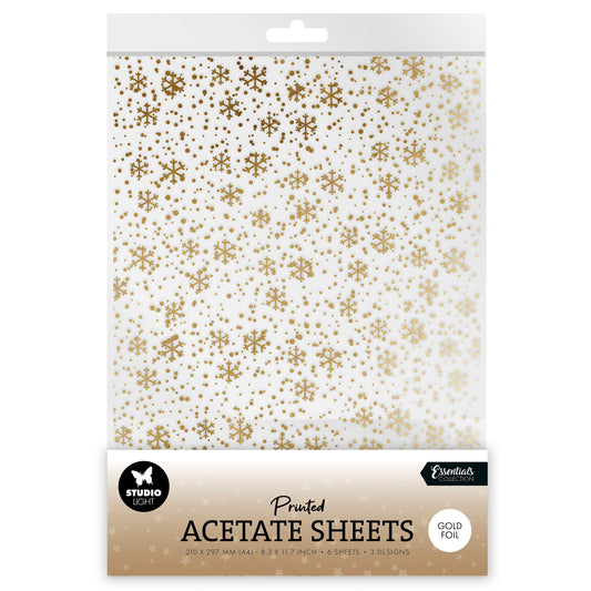 Studio Light Essentials Acetate Sheet - Snowflakes Gold