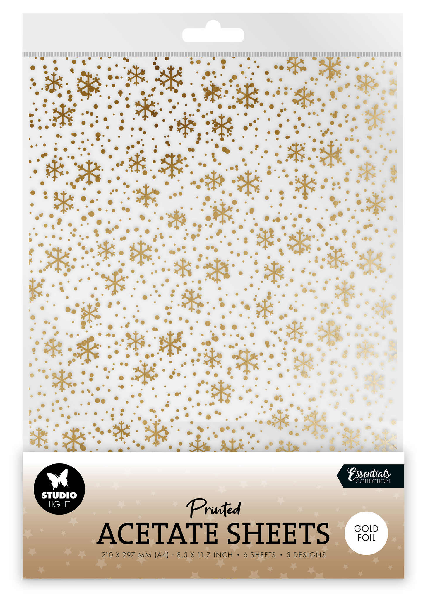 Studio Light Essentials Acetate Sheet - Snowflakes Gold