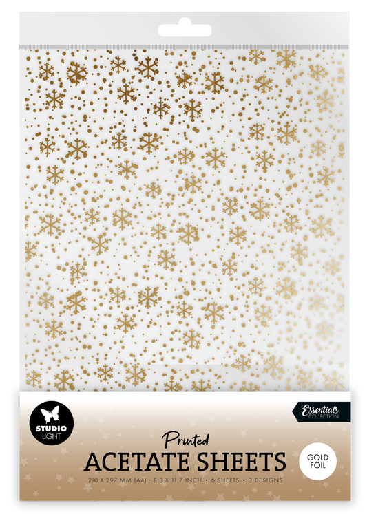 Studio Light Essentials Acetate Sheet - Snowflakes Gold