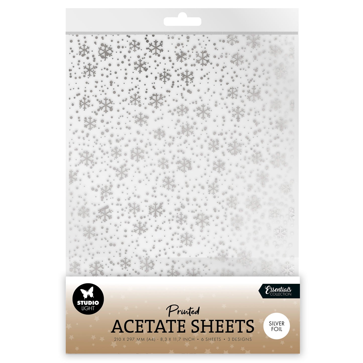 Studio Light Essentials Acetate Sheet - Snowflakes Silver