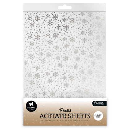 Studio Light Essentials Acetate Sheet - Snowflakes Silver
