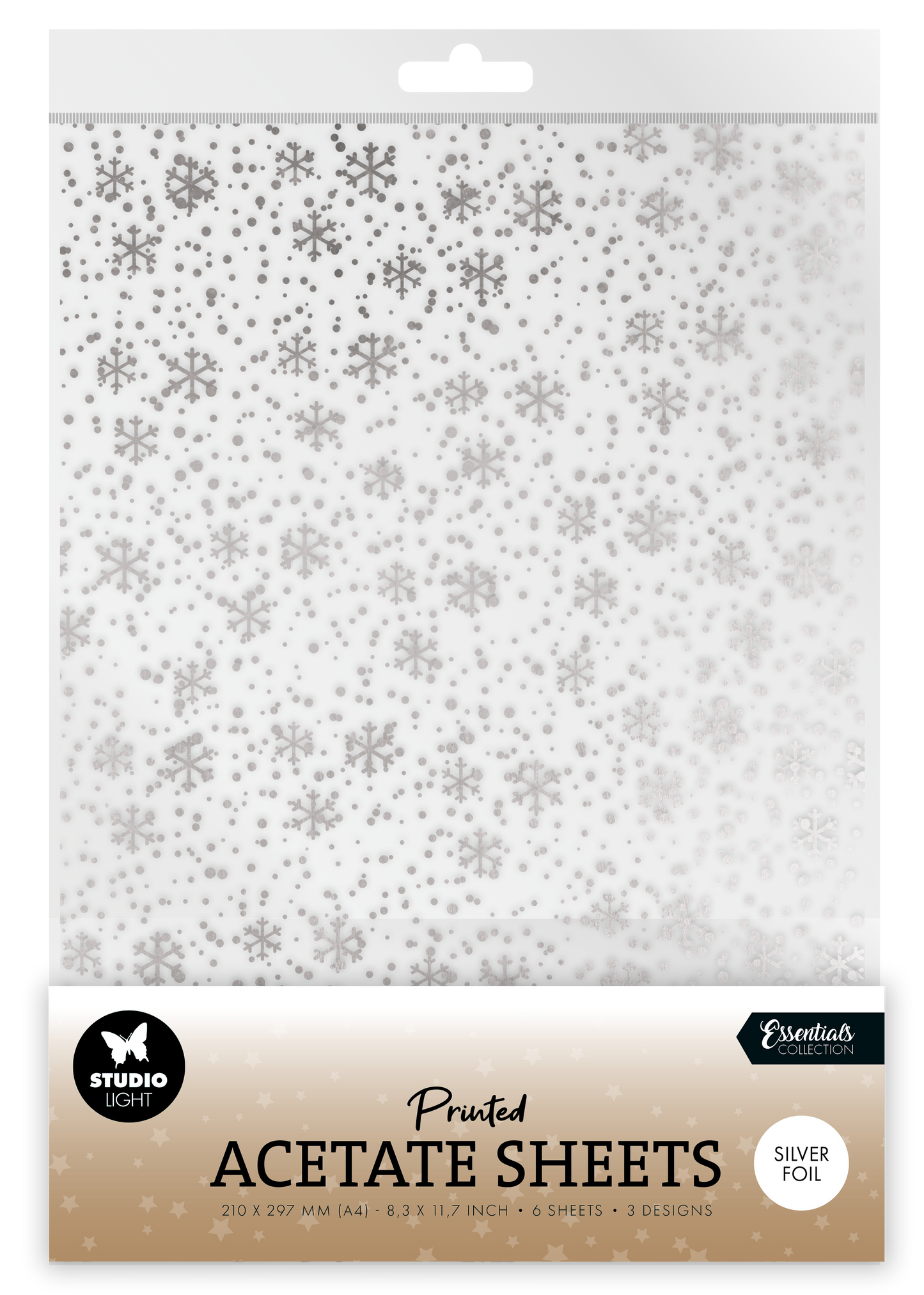 Studio Light Essentials Acetate Sheet - Snowflakes Silver