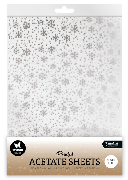 Studio Light Essentials Acetate Sheet - Snowflakes Silver