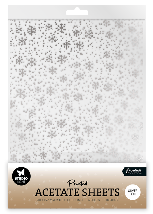 Studio Light Essentials Acetate Sheet - Snowflakes Silver